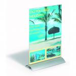 Durable Presenter Sign and Literature Holder Desktop Acrylic with Metal Base A4 Clear Ref 858919 4042884
