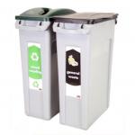 Rubbermaid Slim Jim Bin Starter Pack Includes x2 Recycling Bins 87 Litres Each Green/Black Ref 1876489 4044143