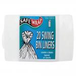 Safewrap Swing Bin Liners 50 Litre Capacity 20 Sacks per Roll 1220x762mm White Ref RY00441 [4 Rolls] 4044428