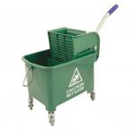 Mop Bucket Mobile Colour Coded with Handle 4 Castors 20 Litre Green 4046141