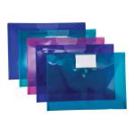 Concord Stud ID Wallet File Vibrant Polypropylene with Card Holder A4 Assorted Ref 7096-PFL [Pack 5] 404728