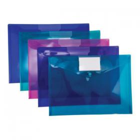Concord Stud ID Wallet File Vibrant Polypropylene with Card Holder A4 Assorted Ref 7096-PFL Pack of 5 404728