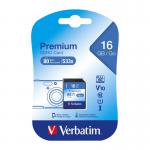 Verbatim SDHC Media Memory Card SD 2.0 FAT32 Class 10 Read 10MBs Write 10MBs 16GB Ref 43962 4051800