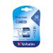 The Verbatim Memory Cards feature a sleek, compact design. The SDHC Media Memory Card has a capacity of 32GB and a fast reading and writing speed of 10MBs. It is compatible with the SD 2.0 FAT32 format and has a Class 10 rating. The card is labeled with reference numbers 43963 and 4051816.