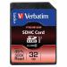 Verbatim SDHC Media Memory Card SD 2.0 FAT32 Class 10 Read 10MBs Write 10MBs 32GB Ref 43963 4051816
