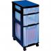 This photograph features a storage tower with 3 drawers, made of polypropylene material. The tower is black and clear in color, and has dimensions of W300xD420xH690mm. The drawers have 7L, 12L, and 25L capacities, perfect for organizing various items.
