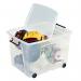 Strata Smart Box Clip-On Folding Lid Carry Handles 75 Litre Clear with Black Wheels Ref HW676CLR 4052101