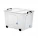 Strata Smart Box Clip-On Folding Lid Carry Handles 75 Litre Clear with Black Wheels Ref HW676CLR 4052101