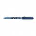 The photo shows a set of 12 Pilot V-Ball VB7 Rollerball Pens in a deep blue color. Each pen has a medium 0.7mm tip and produces a precise 0.4mm line. The sleek design of the pens makes them comfortable to hold and write with. The Pilot logo is prominently displayed on the clip of each pen.