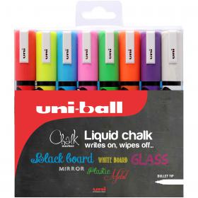 Uni Chalk Marker Medium Bullet Tip PWE-5M Line Width 1.8-2.5mm Wallet Assorted Ref 153494341 Pack of 8 4054752