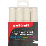 uni Chalk Marker Broad Chisel Tip PWE-8K Line Width 8mm White Ref 153494344 [Pack 4] 4054809