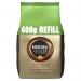 In this image, a Nescafe Gold Blend Instant Coffee refill pack is shown. The pack contains 600g of coffee and features the iconic Nescafe logo on its label. The rich color and aroma of freshly ground coffee beans can be seen through the packaging.