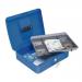 5 Star Facilities Cash Box with 5-compartment Tray Steel Spring Lock 12 Inch W300xD240xH90mm Blue 4063628