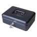 Cash Box with Lock & 2 Keys Removable Coin Tray 10 Inch W250xD180xH70mm Black 4063709