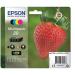 Epson 29 IJ Cart StrawberryPageLife 175pp Black 5.3ml 180pp Cyan/Mag/Yel 3.2ml Ref C13T29864012 [Pack 4] 4068005