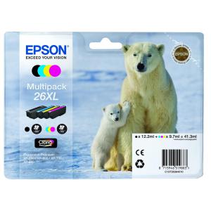Epson 26XL Inkjet Cartridge Polar Bear HY BlackCyanMagentaYellow