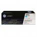The photo shows HP 305A cyan laser toner cartridge with a page life of 2600 pages. It has a high quality print and is made of HP ink cartridges. It has a sleek design and is a reliable choice for your printing needs.