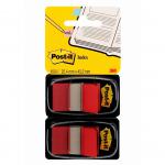 Post-it Index Flags 50 per Pack (x2) 25mm Red Ref 680-R2EU [Pack 2] 4076271