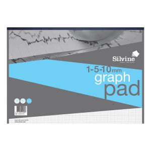 Image of Silvine Student Graph Pad 90gsm 1mm 5mm 10mm Grid 30 Sheets A3 Ref