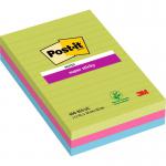 Post-it Super Sticky Notes Ruled 90 Sheets 102x152mm LimeadeFuchsiaTurquoise Ref 660SSUC [Pack 3] 4076654