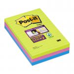 Post-it Super Sticky Notes Ruled 90 Sheets 102x152mm Limeade/Fuchsia/Turquoise Ref 660SSUC [Pack 3] 4076654