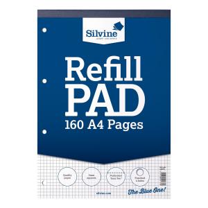 Silvine Refill Pad Headbound 75gsm 5mm Squared Perf Punched 4 Holes