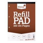 Silvine Refill Pad Headbound 75gsm Ruled Perforated Punched 4 Holes 160pp A4 Brown Ref A4RPF [Pack 6] 4076886