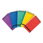Note Pad Headbound Twin Wire 80gsm Ruled/Perfd/Elastic Strap 120pp 76x127mm Asstd Colours A [Pack 20] 4077003