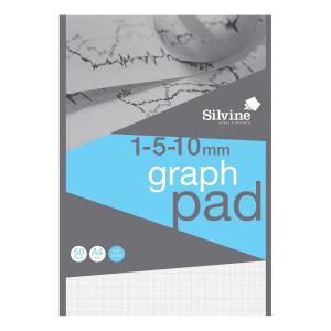 Silvine Student Graph Pad 90gsm 1mm 5mm 10mm Grid 50 Sheets A4 Ref