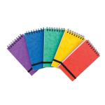 Note Pads Headbound Twin Wire 80gsm Ruled/Perfd/Elastic Strap 300pp 127x202mm Asstd Colours A [Pack 10] 4077417