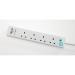 SMJ Extension Lead 2-metre 4 Sockets 2 USB Charging Points Power Surge Indicator W170xD50xH405mm White 4085762