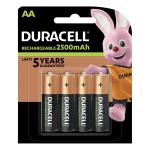 Duracell Stay Charged Battery Long-life Rechargeable 2500mAh AA Size 1.2V Ref 81418237 [Pack 4] 4085840