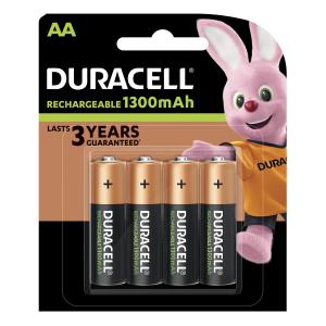 Duracell Battery Rechargeable Accu NiMH 1300mAh AA Ref 81367177 Pack 4