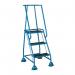 Mobile Steps on Retractable Castors Double Handrails Three Tread W580xD795xxH1425mm Blue 4087880