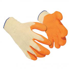 Latex Gloves Polyester Cotton Large Orange 12 Pairs 4093302