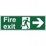 Stewart Superior Fire Exit Sign Man and Arrow Right W450xH150mm Self-adhesive Vinyl Ref SP121SAV 4102047