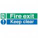 Stewart Superior Fire Exit Sign Keep Clear W600xH200mm Self-adhesive Vinyl Ref SP055SAV 4102178