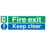 Stewart Superior Fire Exit Sign Keep Clear W600xH200mm Self-adhesive Vinyl Ref SP055SAV 4102178