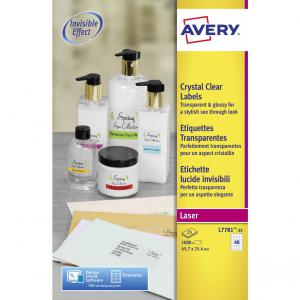 Avery Crystal Clear Labels Laser Durable 40 per Sheet 45.7x25.4mm