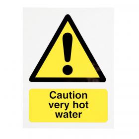Stewart Superior Caution Very Hot Water Signs W75xH50mm Self-adhesive Vinyl Ref KS001SAV Pack of 5 4106786