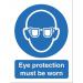 Stewart Superior Eye Protection Must Be Worn Sign W150xH200mm Self-adhesive Vinyl Ref M004SAV 4107333