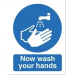 Stewart Superior Now Wash Your Hands Sign W150xH200mm Self-adhesive Vinyl Ref NS022SAV 4107346