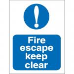 Stewart Superior Fire Escape Keep Clear Sign W150xH200mm Self-adhesive Vinyl Ref M025SAV 4107351