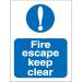 Stewart Superior Fire Escape Keep Clear Sign W150xH200mm Self-adhesive Vinyl Ref M025SAV 4107351