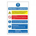Attention Customers COVID19 Action Notice 200x300mm Self Adhesive Vinyl 4108392
