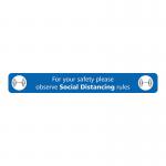 Social Distancing Floor Sign Blue  600x80mm Self Adhesive , with Anti Slip Laminate 4108482