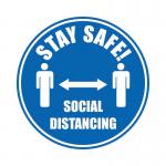 Stay Safe Social Distancing Floor Marker Blue 430mm Diameter Self Adhesive 4108545