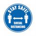 Stay Safe Social Distancing Floor Marker Blue 430mm Diameter Self Adhesive 4108545