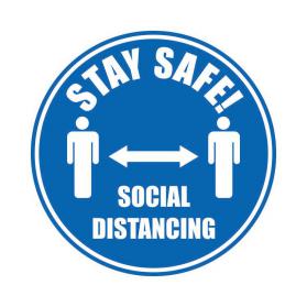 Stay Safe Social Distancing Floor Marker Blue 430mm Diameter Self Adhesive 4108545