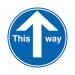 This Way Arrow Floor Marker Blue 300mm Diameter [Pack 2] 4108550